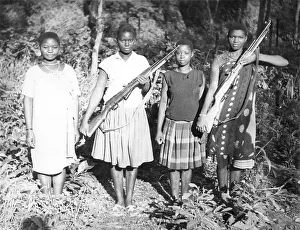 Young African women with guns