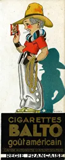 Rene Prints: A young American cowboy with his packet of Balto Cigarettes
