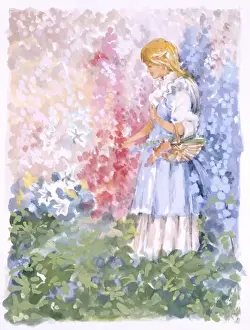 Picks Prints: Young blonde girl picks flowers