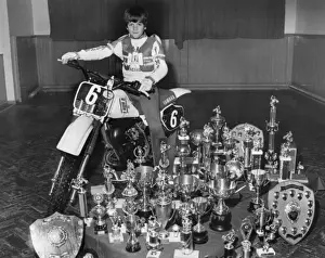 Trophies Prints: Young boy with all his trophies, West Country