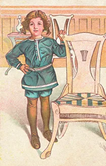 Larsson Prints: Young Boy by a Chair