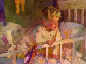 Delineator Prints: Young boy in a cot