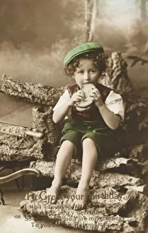 Appealing Gallery: Young boy eating a large sandwich