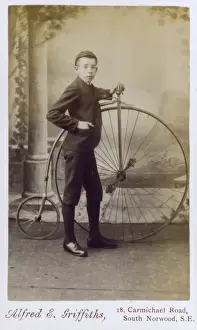 Farthing Prints: Young Boy with a Penny Farthing Bicycle
