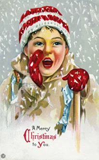 Calls Collection: Young boy shouts out Merry Christmas through the snow