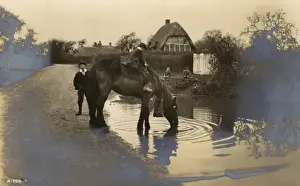 Ripples Prints: Two young boys take their horse to water
