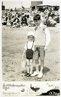 Snaps Prints: Two young brothers on the beach at Littlehampton