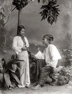 Young Burmese with cigar, Burma (Myanmar) c. 1890 s