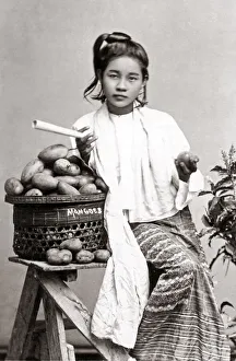 Ethnicity Prints: Young Burmese woman with mangoes, Burma