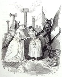 Choosing Gallery: Young cat (humanised) torn between Good and Evil