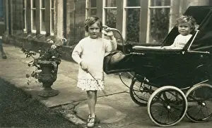Rice Prints: Two young children at Hampton Court Castle, Herefordshire