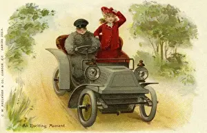 Exciting Prints: Young couple in open top car