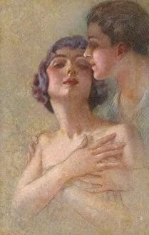 Images Dated 12th February 2021: A young couple share a tender embrace