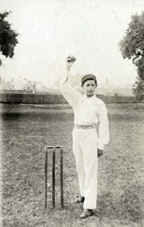 Images Dated 6th October 2020: A Young cricketer preparing to bowl