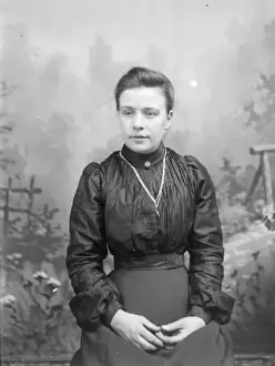 Young Edwardian woman in studio photo, Mid Wales