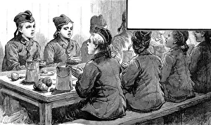 Stephensons Prints: Young Emigrants singing Grace on their ship, 1884