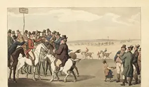 Racetrack Prints: Young English gentleman gambling at Newmarket racetrack