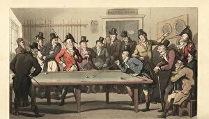 Images Dated 7th June 2019: Young English gentlemen playing a game of billiards