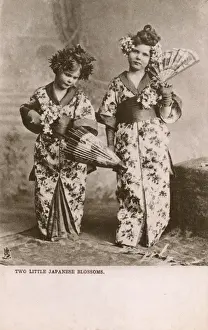Two Young European Girls dressed up as Japanese Geishas