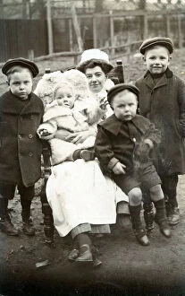Young family with nurse or nanny