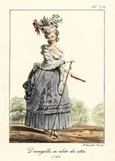 Flounces Prints: Young French woman in town costume, 1784