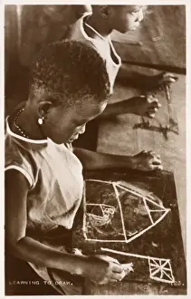 Slate Prints: Young Ghanaian girl learning to draw