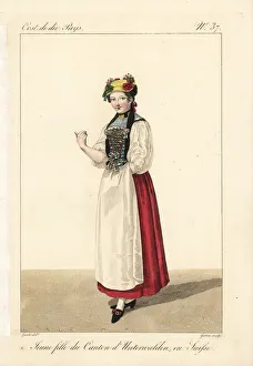 Young girl of the Canton of Unterwalden, Switzerland Young girl of the Canton of Unterwalden, Switzerland