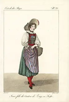 Laces Prints: Young girl of the Canton of Zug, Switzerland, 19th century