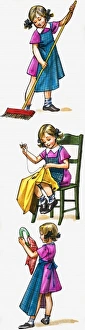 Images Dated 2nd August 2006: Young girl cleaning and tidying