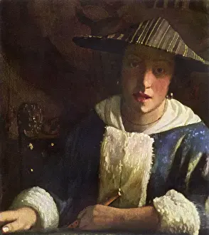 1660 Prints: Young Girl with a Flute by Jan Vermeer