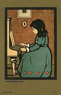 Young girl playing the piano