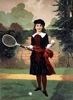 C1880 Prints: Young girl playing tennis
