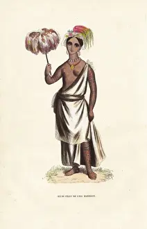 19thcentury Prints: Young girl, with tattoos from Nuku Hiva island