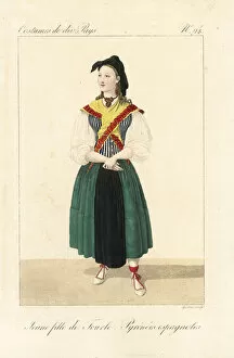 Pyrenees Collection: Young girl of Torla, Spanish Pyrenees, 19th century