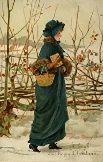 Snowy Prints: Young girl in a winter scene