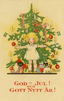 Young girl and an Xmas tree