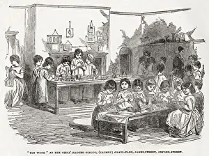 Grosvenor Prints: Young girls at a Ragged school in Grays Yard, James Street in Oxford Street, London