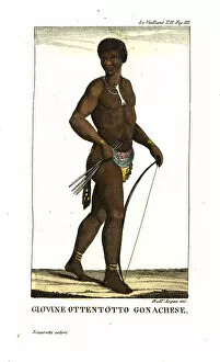 Arrows Gallery: Young Gonaqua man, with bow and arrows, of