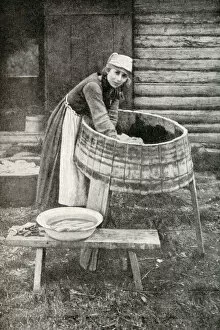 Young housewife at work, Republic of Estonia