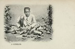 A Young Indian Cobbler at work