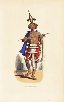 19thcentury Prints: Young Indian dancer in bird headdress, cape