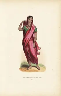 19thcentury Prints: Young Indian noble girl in sari, choli