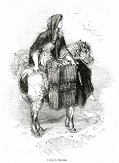 Ponies Gallery: Young Irish woman riding to Bantry market on a pony