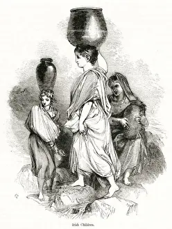 Carriers Prints: Young Irish women carrying water jars, County Cork