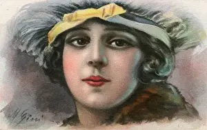 Mario Prints: Young Italian girl with an elaborate hat