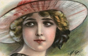 Young Italian girl wearing a wide-brimmed hat Young Italian girl wearing a wide-brimmed hat