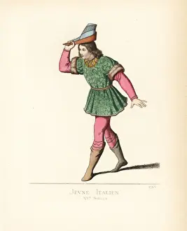 Tunic Prints: Young Italian man doffing his hat in salute, 15th century