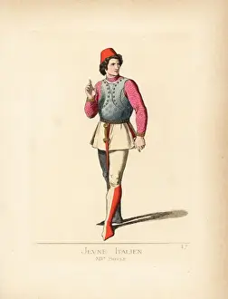 Levyfils Prints: Young Italian man in military costume, 14th century