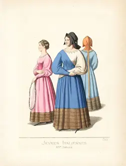 Levyfils Prints: Young Italian women, 14th century