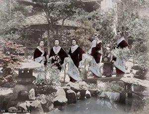 Young Japanese women with ornate kimonos